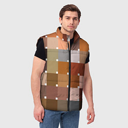 Мужской жилет Brown squares, цвет: 3D-черный — фото 2
