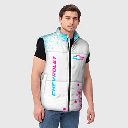 Мужской жилет Chevrolet neon gradient style: надпись, символ, цвет: 3D-черный — фото 2