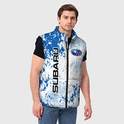 Мужской жилет Subaru blue logo, цвет: 3D-черный — фото 2