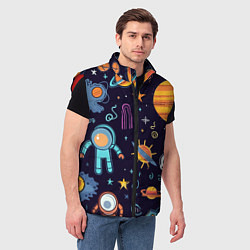 Мужской жилет Яркий космический паттерн, цвет: 3D-красный — фото 2