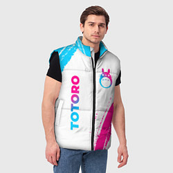 Мужской жилет Totoro neon gradient style: надпись, символ, цвет: 3D-черный — фото 2