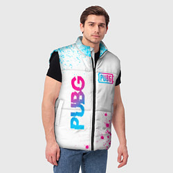 Мужской жилет PUBG neon gradient style: надпись, символ, цвет: 3D-черный — фото 2