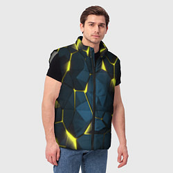 Мужской жилет Желтые неоновые плиты, цвет: 3D-светло-серый — фото 2