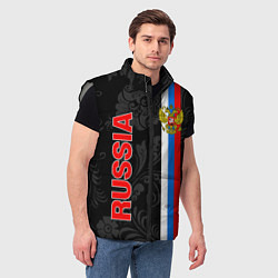 Мужской жилет Russia black style, цвет: 3D-светло-серый — фото 2