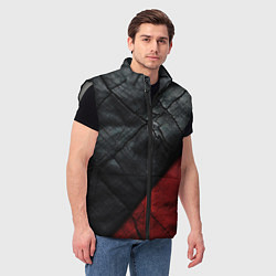 Мужской жилет Черно - красная кожа, цвет: 3D-светло-серый — фото 2