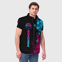 Мужской жилет Pokemon - neon gradient: по-вертикали, цвет: 3D-черный — фото 2