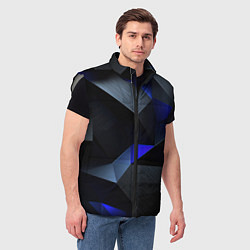 Мужской жилет Black blue abstract, цвет: 3D-светло-серый — фото 2