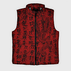 Мужской жилет Красный дракон и катана - иероглифы