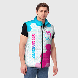 Мужской жилет Among Us neon gradient style: надпись, символ, цвет: 3D-черный — фото 2
