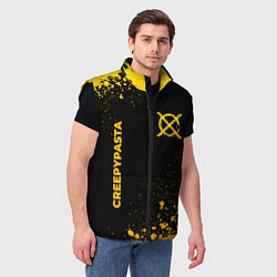 Мужской жилет CreepyPasta - gold gradient: надпись, символ, цвет: 3D-черный — фото 2
