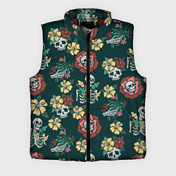 Мужской жилет Скелеты и черепа среди цветов, цвет: 3D-красный