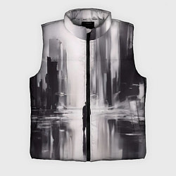 Мужской жилет Большой мрачный город с силуэтом человека, цвет: 3D-светло-серый