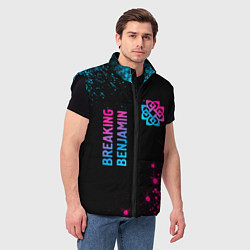 Мужской жилет Breaking Benjamin - neon gradient: надпись, символ, цвет: 3D-черный — фото 2