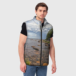 Мужской жилет Лодка на Ладоге, цвет: 3D-черный — фото 2