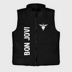 Мужской жилет Bon Jovi glitch на темном фоне: надпись, символ, цвет: 3D-черный