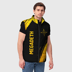 Мужской жилет Megadeth - gold gradient: надпись, символ, цвет: 3D-черный — фото 2