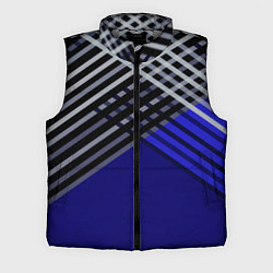 Мужской жилет Белые и серые полосы на синем фоне, цвет: 3D-светло-серый