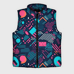 Мужской жилет Абстракция синяя паттерн, цвет: 3D-черный