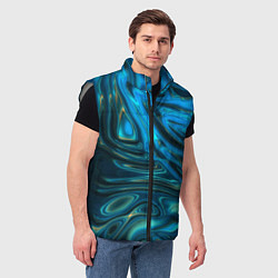 Мужской жилет Абстракция плазма сине-голубой, цвет: 3D-светло-серый — фото 2