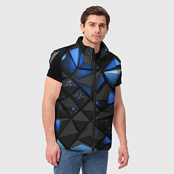 Мужской жилет Blue black texture, цвет: 3D-светло-серый — фото 2