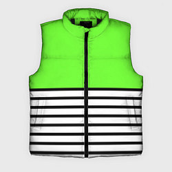 Мужской жилет Полосатый ярко-салатовый, цвет: 3D-черный