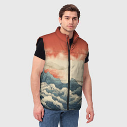 Мужской жилет Буря в океане, цвет: 3D-черный — фото 2