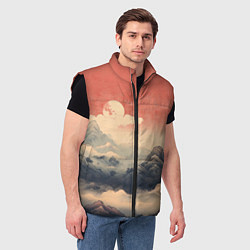 Мужской жилет Горный ретро пейзаж, цвет: 3D-черный — фото 2