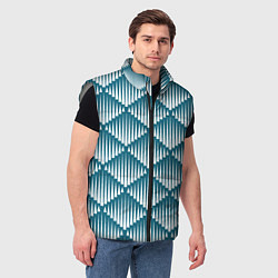 Мужской жилет Большие синие вдавленные ромбы, цвет: 3D-светло-серый — фото 2