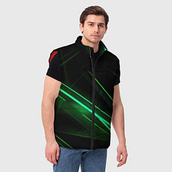 Мужской жилет Green lines black backgrouns, цвет: 3D-красный — фото 2