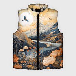 Мужской жилет Солнечное утро в цветущих горах, цвет: 3D-черный