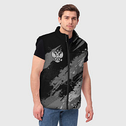Мужской жилет Герб РФ - монохромный, цвет: 3D-черный — фото 2