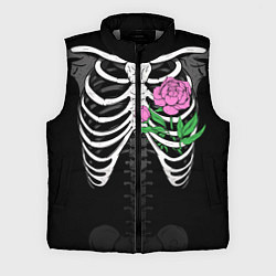 Мужской жилет Скелет: ребра с пионом, цвет: 3D-светло-серый