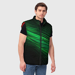 Мужской жилет Green neon lines, цвет: 3D-красный — фото 2