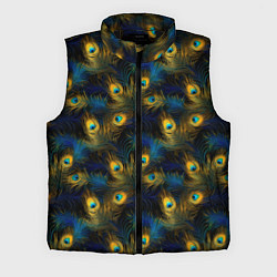 Мужской жилет Перья павлина на черном фоне, цвет: 3D-черный