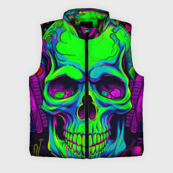 Мужской жилет Ярко кислотный череп в наушниках, цвет: 3D-черный