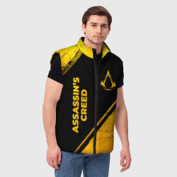 Мужской жилет Assassins Creed - gold gradient: надпись, символ, цвет: 3D-черный — фото 2
