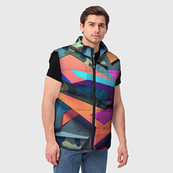 Мужской жилет Камуфляж и цветная геометрия - нейросеть, цвет: 3D-черный — фото 2