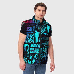 Мужской жилет Billie Eilish neon pattern, цвет: 3D-светло-серый — фото 2