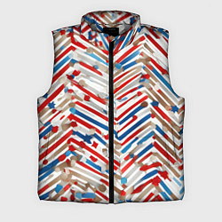 Мужской жилет Новогодние линии синий и красный, цвет: 3D-светло-серый