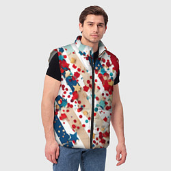 Мужской жилет Новогодние линии красный синий, цвет: 3D-светло-серый — фото 2