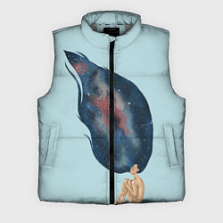 Мужской жилет Девушка космос в волосах, цвет: 3D-светло-серый