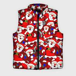 Мужской жилет Новогодний паттерн с дедами морозами, цвет: 3D-черный
