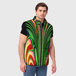 Мужской жилет Травянистый дизайн с оранжевым, цвет: 3D-черный — фото 2