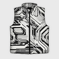 Мужской жилет Киберпанк белые полосы на чёрном фоне, цвет: 3D-светло-серый