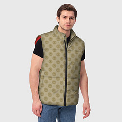Мужской жилет Паттерн глаз с растительным орнаментом на бежевом, цвет: 3D-красный — фото 2