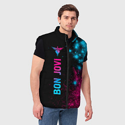 Мужской жилет Bon Jovi - neon gradient: по-вертикали, цвет: 3D-черный — фото 2