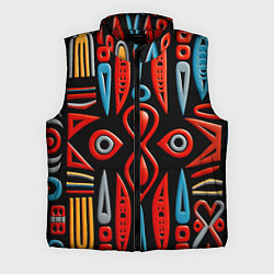 Мужской жилет Красно-синий узор в африканском стиле, цвет: 3D-красный