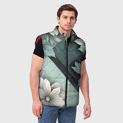 Мужской жилет Мятная клетка и цветы, цвет: 3D-красный — фото 2