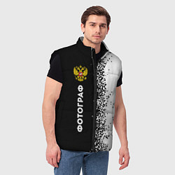 Мужской жилет Фотограф из России и герб РФ по-вертикали, цвет: 3D-черный — фото 2