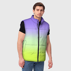 Мужской жилет Фиолетовый мятный и желто-зеленый градиент, цвет: 3D-черный — фото 2